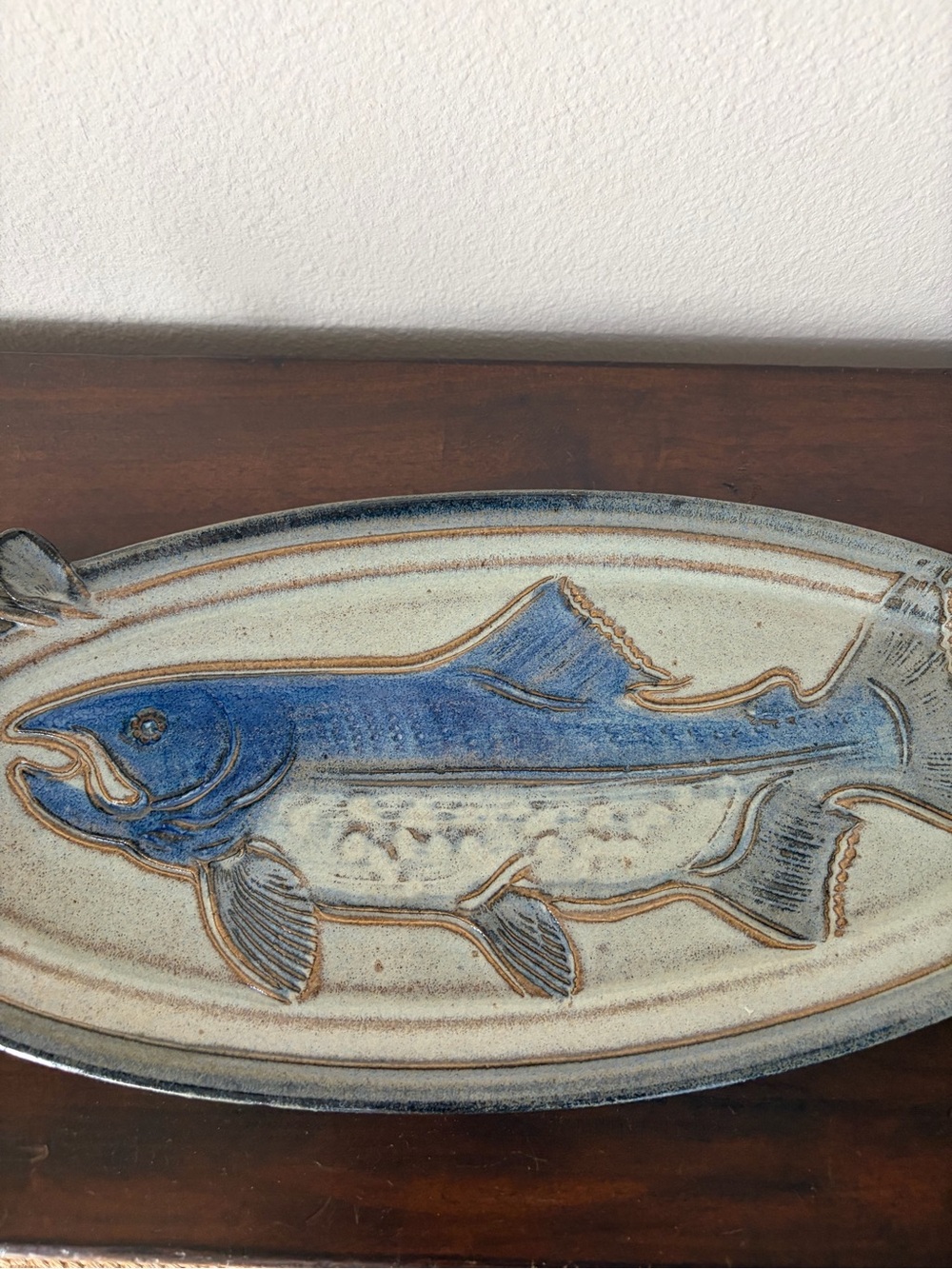 Vintage Blue Spruce Pottery Fish Platter